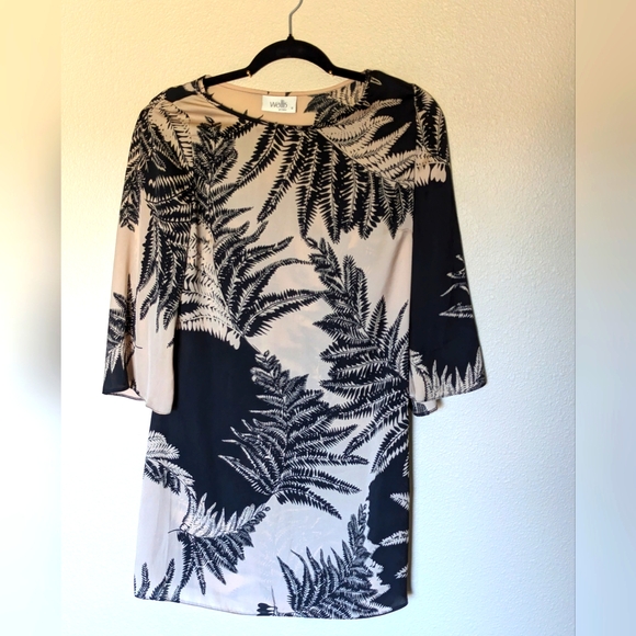 Wallis Petite Black and Cream Botanical Print Dress Size 8 - Picture 1 of 3